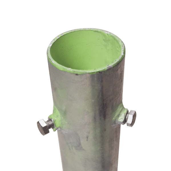 SLMBA6G-AD-3-l Base para Mástil Hasta 2" con Opresores, Base de 50 x 50 cm y Tubo de 80 cm Ced. 30. Galv. Inmersión.