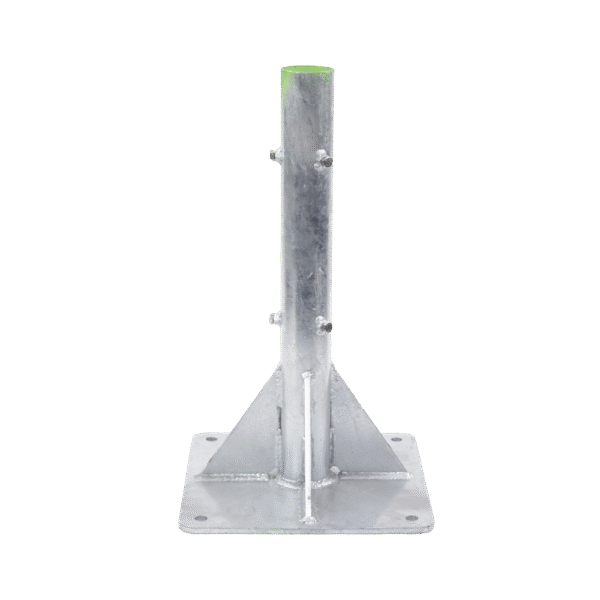 SLMBA6G-AD-4-l Base para Mástil Hasta 2" con Opresores, Base de 50 x 50 cm y Tubo de 80 cm Ced. 30. Galv. Inmersión.
