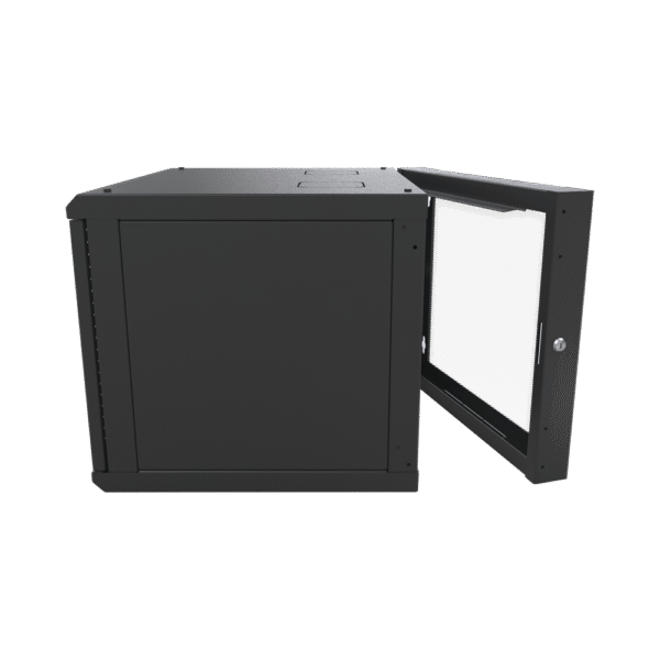 Gabinete Abatible de Pared (Con Marco Trasero) con Rack 19" de 12 Unidades. Ventana de Cristal Templado.