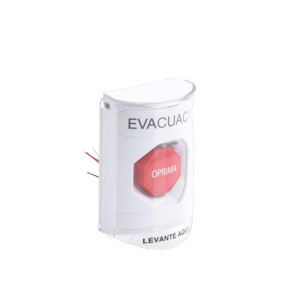 Botón de Evacuación con Tapa Protectora de Policarbonato / Súper Resistente y Restablecimiento con Llave / Doble Salida de Relevador