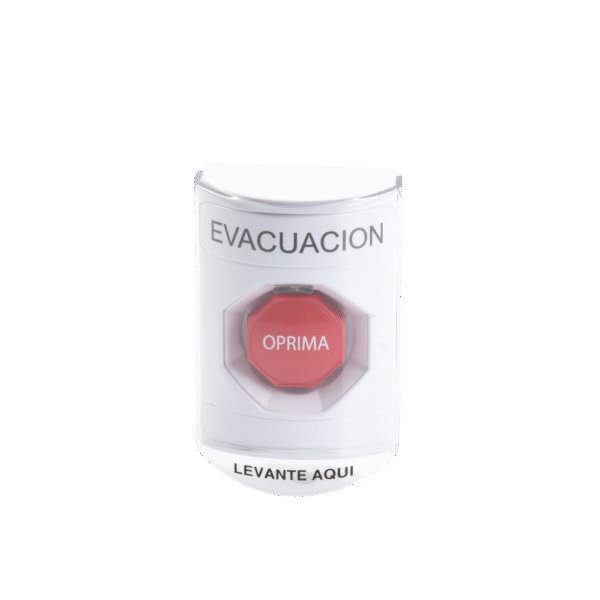 Botón de Evacuación con Tapa Protectora de Policarbonato / Súper Resistente y Restablecimiento con Llave / Doble Salida de Relevador