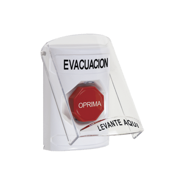 Botón de Evacuación con Tapa Protectora de Policarbonato / Súper Resistente y Restablecimiento con Llave / Doble Salida de Relevador