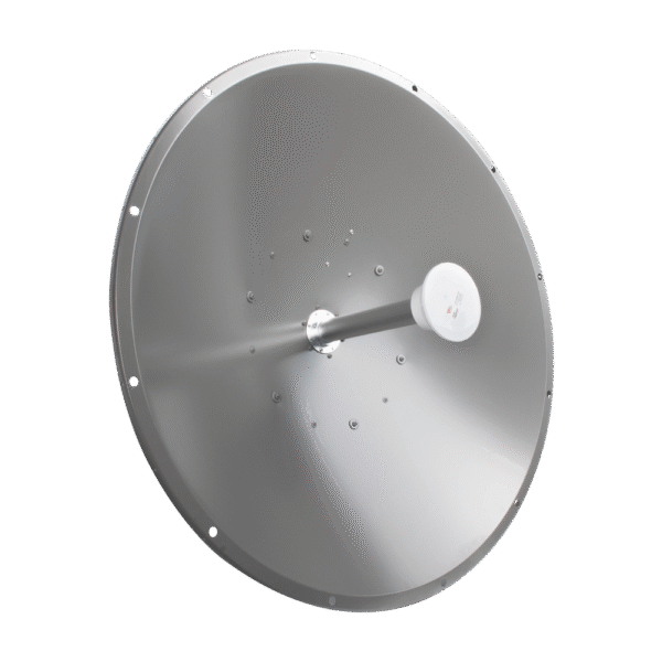 Antena altamente direccional, Ganancia de 36 dBi, Amplio rango frecuencia (4.9 – 6.5 GHz),.