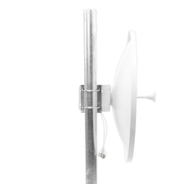 Antena Direccional en Frecuencia Extendida / 4.8 - 6.5 GHz / 28 dBi / Conector con jumper N-Macho incluido/ Polaridad en 90º y 45º / Montaje incluido para torre o mástil