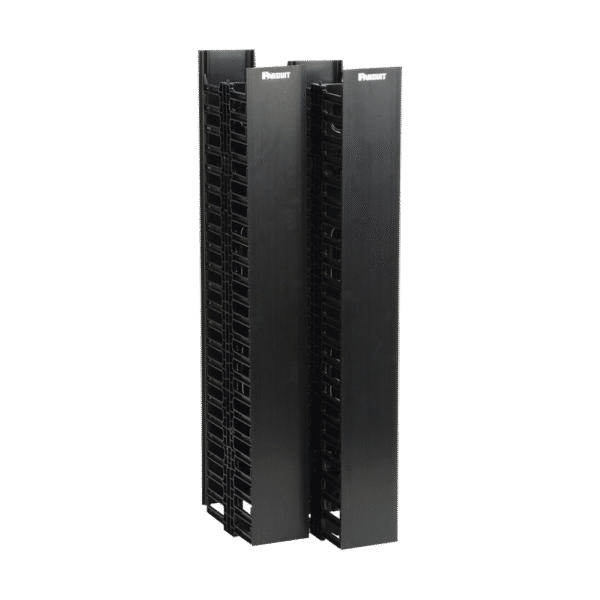 Organizador Vertical Doble NetRunner, para Rack Abierto de 45 Unidades, 4.9in de Ancho, Color Negro
