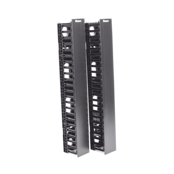 Organizador Vertical Doble NetRunner, para Rack Abierto de 45 Unidades, 4.9in de Ancho, Color Negro