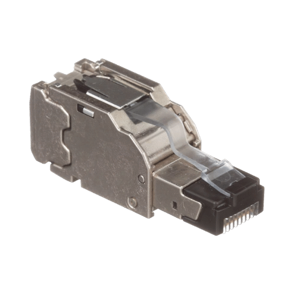 Plug RJ45 Blindado, Instalación Recta, Terminación en Campo Certificable, Compatible con Cat5e, Cat6 y Cat6A, Color Plata