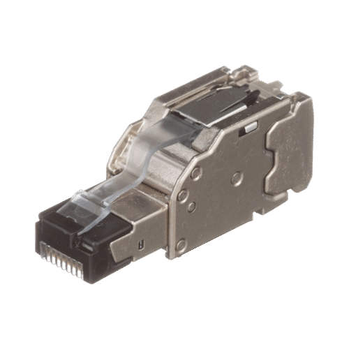 FPS6X88MTG-l Plug RJ45 Blindado, Instalación Recta, Terminación en Campo Certificable, Compatible con Cat5e, Cat6 y Cat6A, Color Plata