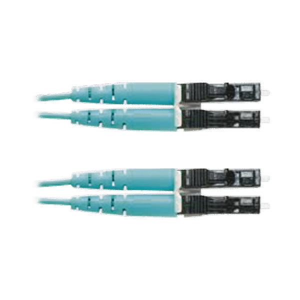 Jumper de Fibra Optica Multimodo 50/125 OM3, LC-LC Duplex, OFNR (Riser), Color Aqua, 3 Metros