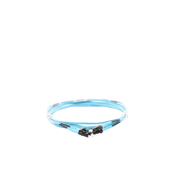Jumper de Fibra Optica Multimodo 50/125 OM3, LC-LC Duplex, OFNR (Riser), Color Aqua, 3 Metros