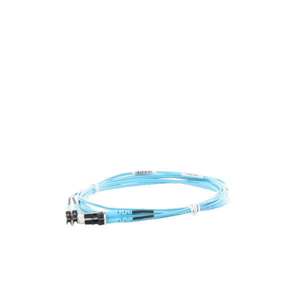 Jumper de Fibra Optica Multimodo 50/125 OM3, LC-LC Duplex, OFNR (Riser), Color Aqua, 3 Metros