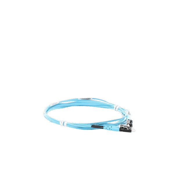 Jumper de Fibra Optica Multimodo 50/125 OM3, LC-LC Duplex, OFNR (Riser), Color Aqua, 3 Metros