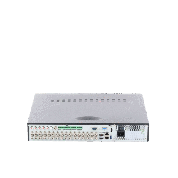 DVR 8 Megapixel / 32 Canales TURBOHD + 32 Canales IP / 4 Bahías de Disco Duro / 32 Cánales de Audio por Coaxitron / Videoanalisis / 16 Entradas de Alarma