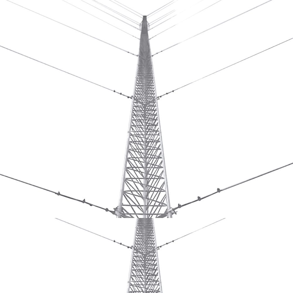 Kit de Torre Arriostrada de Piso de 57 m Altura con Tramo STZ45G Galvanizado por Inmersión en Caliente. (No incluye retenida).
