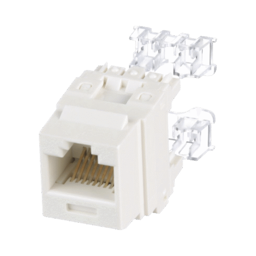 NK688MIW-l Conector Jack Estilo 110 (de Impacto), Tipo Keystone, Categoría 6, de 8 posiciones y 8 cables, Color Blanco mate