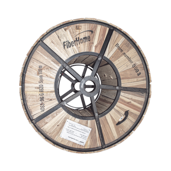 Carrete de 4 km de Fibra Óptica Aérea (ADSS) G.652D, Monomodo de 96 Hilos, Exterior, Span 100, Loose Tube