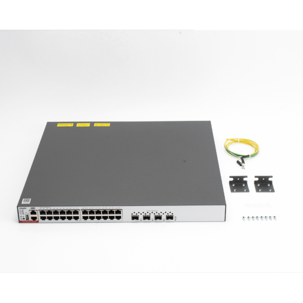 Switch Administrable Capa 3 de 24 puertos Gigabit 802.3af/at con 4 puertos SFP+ para Fibra Óptica de 10G, hasta 750 W, gestión gratuita desde la nube. (No incluye fuentes de alimentación)