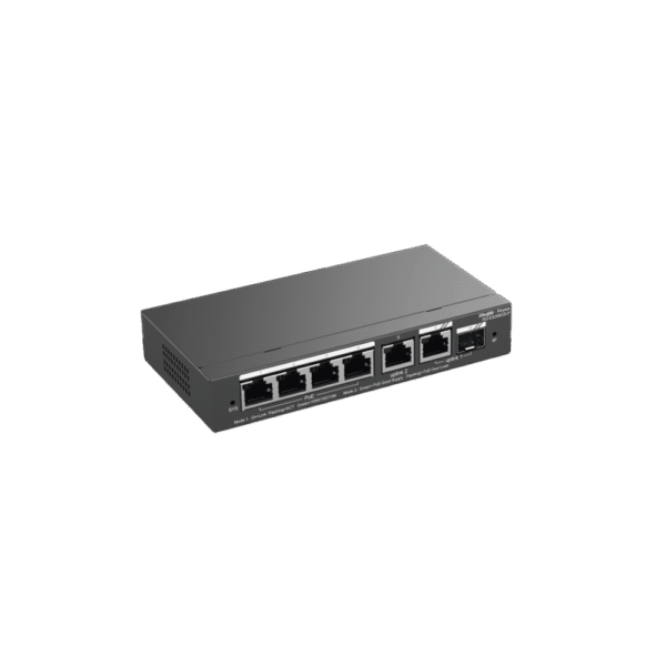 Switch Administrable, 6 Puertos Gigabit, 4 Puertos PoE+ 802.3af/at Gigabit, 1 Puerto Gigabit Uplink, 1 Puerto Combo SFP Uplink, Gestión Gratuita desde la Nube, 54W