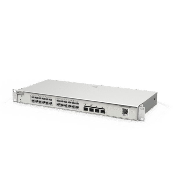 Switch Administrable con 24 Puertos Gigabit + 4 SFP+ para Fibra 10Gb, Gestión Gratuita desde la Nube