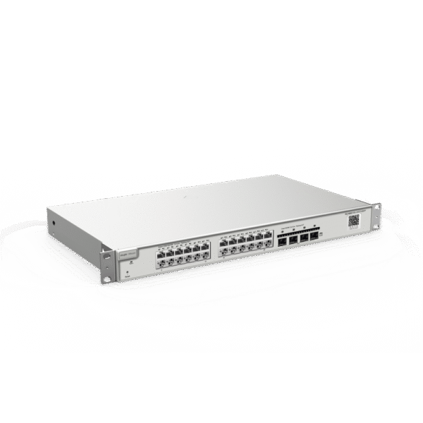 Switch Administrable con 24 Puertos Gigabit + 4 SFP+ para Fibra 10Gb, Gestión Gratuita desde la Nube