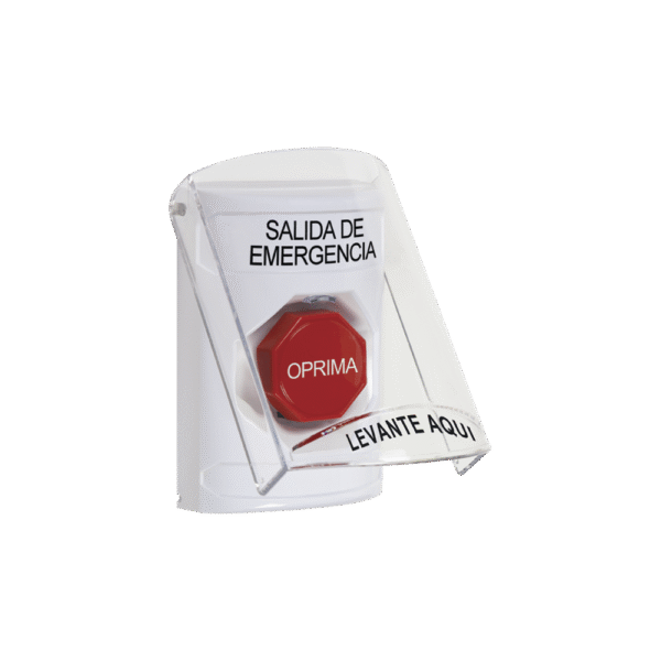 Botón de Salida de Emergencia con Tapa Protectora de Policarbonato Súper Resistente y Restablecimiento con Llave