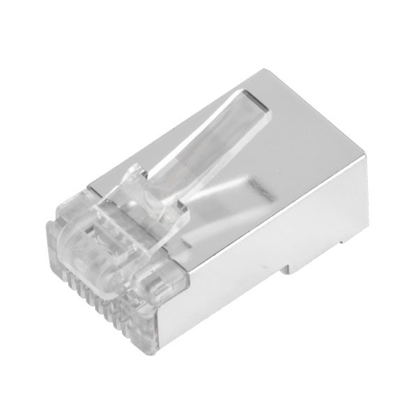 Bote con 100 Piezas de Plug Modular RJ45 Cat6 blindado, chapado de oro a 30 micras para durabilidad extrema SIN PIN DE TIERRA