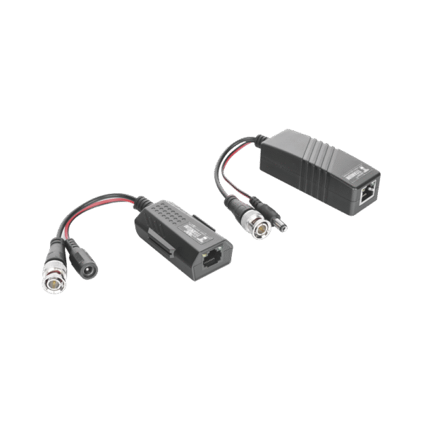 Kit de transceptores activos TURBO HD. Convierte 36/24 Vcd a 12 Vcd regulados, a través de cable UTP Cat5e / 6. Transmision de 200 m en 3K