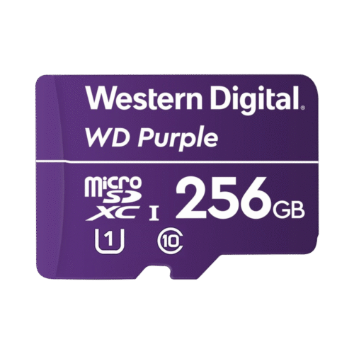 WD256MSD-l Memoria microSD de 256 GB PURPLE, Especializada Para Videovigilancia, 10 VECES MAYOR DURACIÓN, 3 AÑOS DE GARANTIA