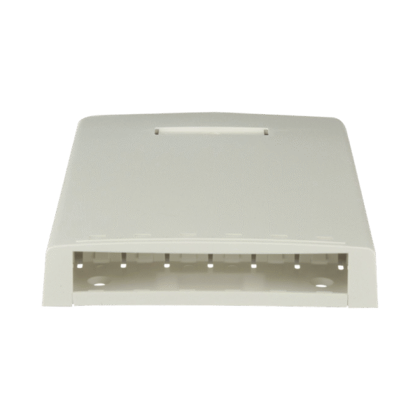 Caja de Montaje en Superficie, Con Accesorio para Resguardo de Fibra Óptica, Para 6 Módulos Mini-Com, Color Blanco Mate