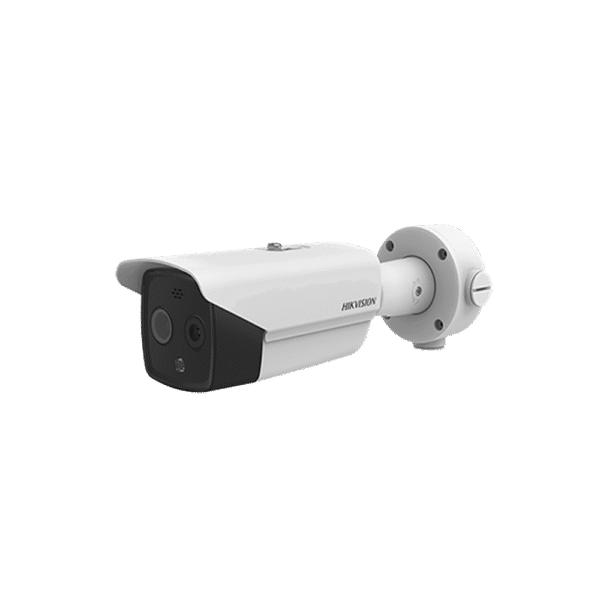 Bala IP Dual / Térmica 9.7 mm (160 x 120) / Óptico 8 mm (4 Megapixel) / DETECCIÓN DE PERSONAS 285 m /40 mts IR / Exterior IP67 / PoE / Termométrica / Detección de Temperatura / Sirena y Luz Inte / Micro SD 32 GB Incluida