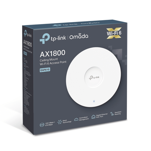 Punto de Acceso Wi-Fi 6 / MU-MIMO 2x2 / Alta Densidad de Usuarios / Configuración por Controlador o Stand-Alone / Para Montaje en Techo-pared.