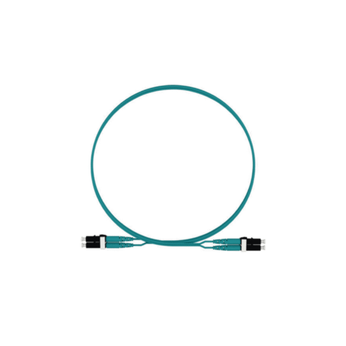 Jumper de Fibra Optica Multimodo 50/125 OM4, LC-LC Duplex, LSZH, Color Aqua, 2 Metros