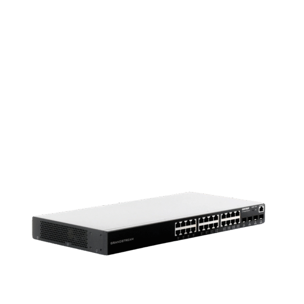 Switch Gigabit PoE+ Administrable / 24 puertos 10/100/1000 Mbps + 4 Puertos SFP Uplink / Hasta 360W / Compatible con GWN Cloud.