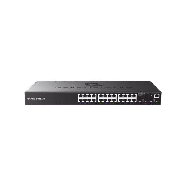 Switch Gigabit PoE+ Administrable / 24 puertos 10/100/1000 Mbps + 4 Puertos SFP Uplink / Hasta 360W / Compatible con GWN Cloud.