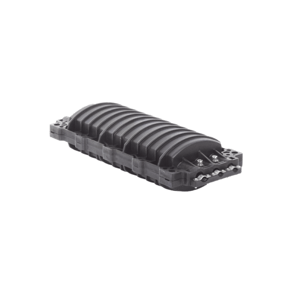 Caja de Distribución de Fibra Óptica Horizontal, hasta 96 empalmes, Exterior IP68, 3 Puertos de entrada y Salida