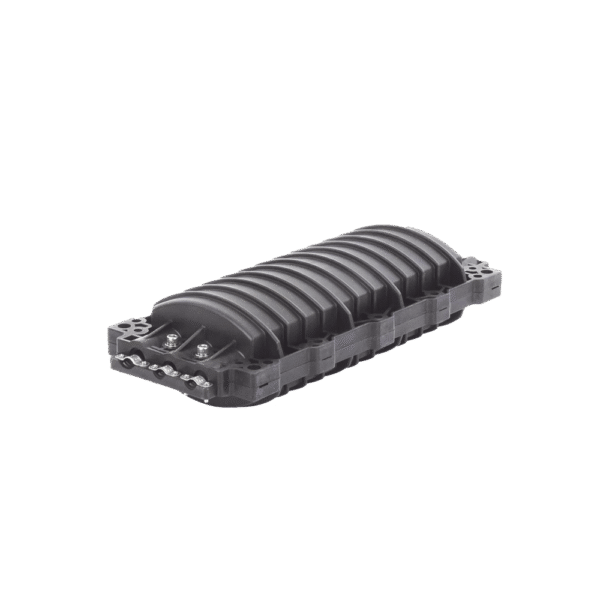 Caja de Distribución de Fibra Óptica Horizontal, hasta 96 empalmes, Exterior IP68, 3 Puertos de entrada y Salida