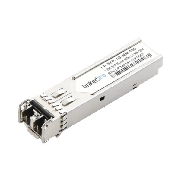 Transceptor SFP (Mini-Gbic) / Multimodo / 1.25 Gbps de velocidad / Conectores LC Dúplex / Hasta 550 m de Distancia