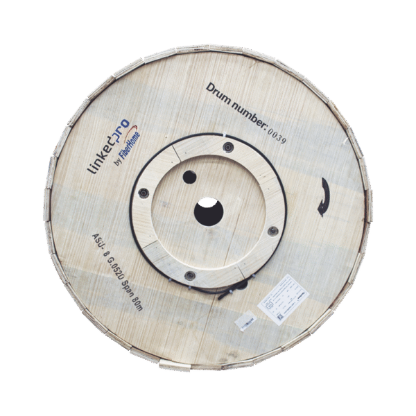 Carrete de 3 km de Fibra Óptica Aérea Mini ADSS (ASU) G.652D, Monomodo de 8 Hilos, Exterior, Span 80, Loose Tube