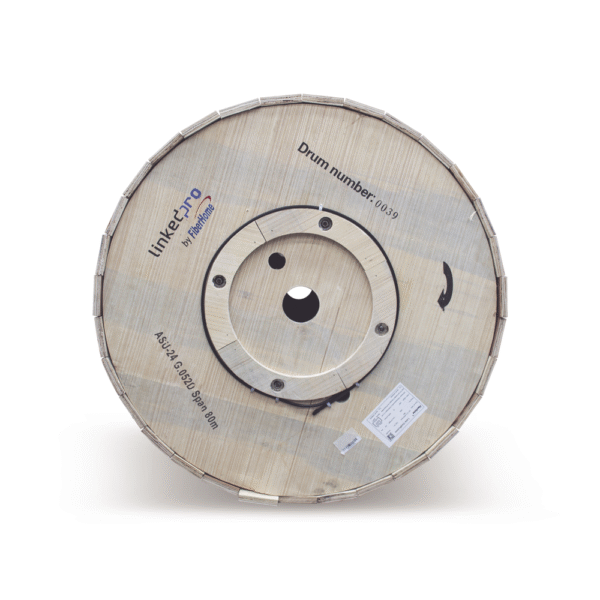 Carrete de 4 km de Fibra Óptica Aérea Mini ADSS (ASU) G.652D, Monomodo de 24 Hilos, Exterior, Span 80, Loose Tube