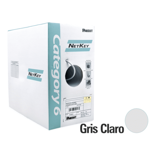 Bobina de Cable UTP 305 m. de Cobre, Gris, Categoría 6 (24 AWG), 1000Mbps, LSZH (Bajo Humo, Cero Halógenos), de 4 pares