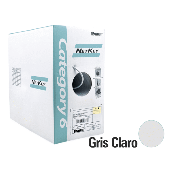 Bobina de Cable UTP 305 m. de Cobre, Gris, Categoría 6 (24 AWG), 1000Mbps, LSZH (Bajo Humo, Cero Halógenos), de 4 pares