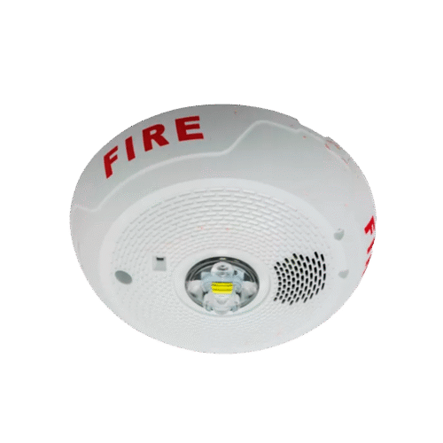 PC2WLED-l Sirena con Lámpara LED Estroboscópica / 2 Hilos / Montaje en Techo / 15 Hasta 117 Candelas / Temporal 3 Alto y Bajo / Tamper Integrado / Texto en Español / Color Blanco