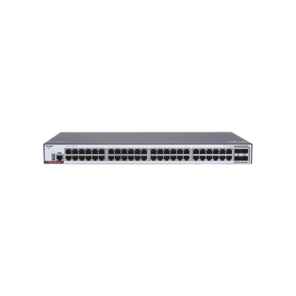 Switch Administrable Capa 3 PoE con 48 puertos Gigabit 802.3af/at + 4 SFP+ para fibra 10Gb, hasta 405 watts, gestión gratuita desde la nube.