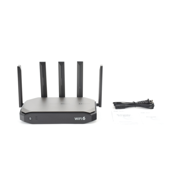 Router inalámbrico Wi-Fi 6 empresarial todo en uno, 2976 Mbps, hasta 180 usuarios, 5 puertos GE, 5 antenas externas (de 5 dBi), Incorpora Reyee Mesh