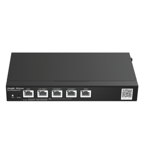 RGEG305GHPE-l Reyee Router de Oficina PoE de 5 Puertos de Alto Rendimiento, Gestionable en la Nube, 1.5 Gbps, Hasta 300 Clientes, 4 Salidas PoE, 64 Túneles VPN