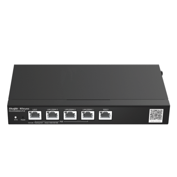Reyee Router de Oficina PoE de 5 Puertos de Alto Rendimiento, Gestionable en la Nube, 1.5 Gbps, Hasta 300 Clientes, 4 Salidas PoE, 64 Túneles VPN