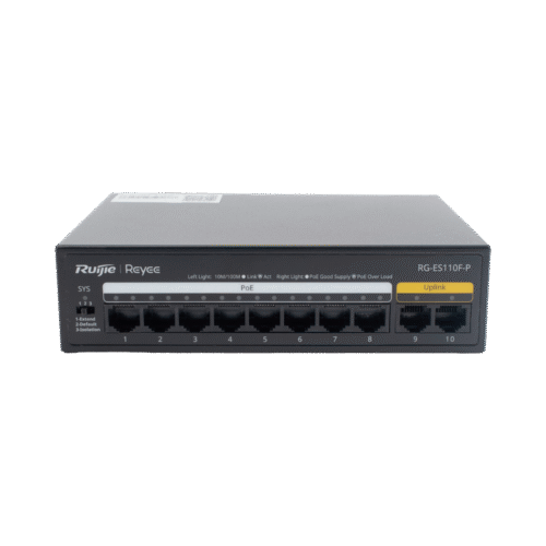Switch PoE+ con 10 Puertos 10/100 Mbps / 110 W / Carcasa de Acero / No Administrable
