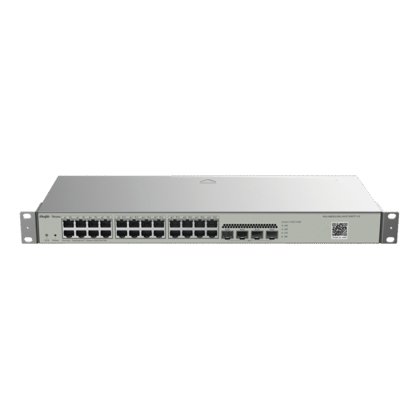 RGNBS310024GT4SFPV2-FRENTE-l Switch No PoE Gestionable en la Nube de 28 Puertos Gigabit Capa 2, 24 x 10/100/1000Base-T + 4 Puertos SFP