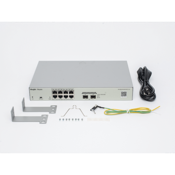 Switch Administrable PoE Capa 2 con 8 Puertos Gigabit PoE 802.3af/at + 2 SFP Para Fibra 1Gb, Gestión Gratuita desde la Nube, 125W