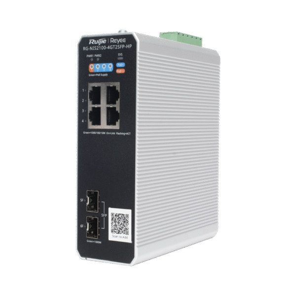 Switch Industrial PoE hasta , Ideal para temperaturas Extremas y protección contra descargas, 1 x PoE++ Port, 3 x PoE+ Ports, and 2 x SFP Uplink Ports